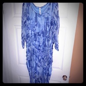 Sheer stretchy fitted dress with ruching